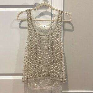 Sheer Beaded Pearl Tank